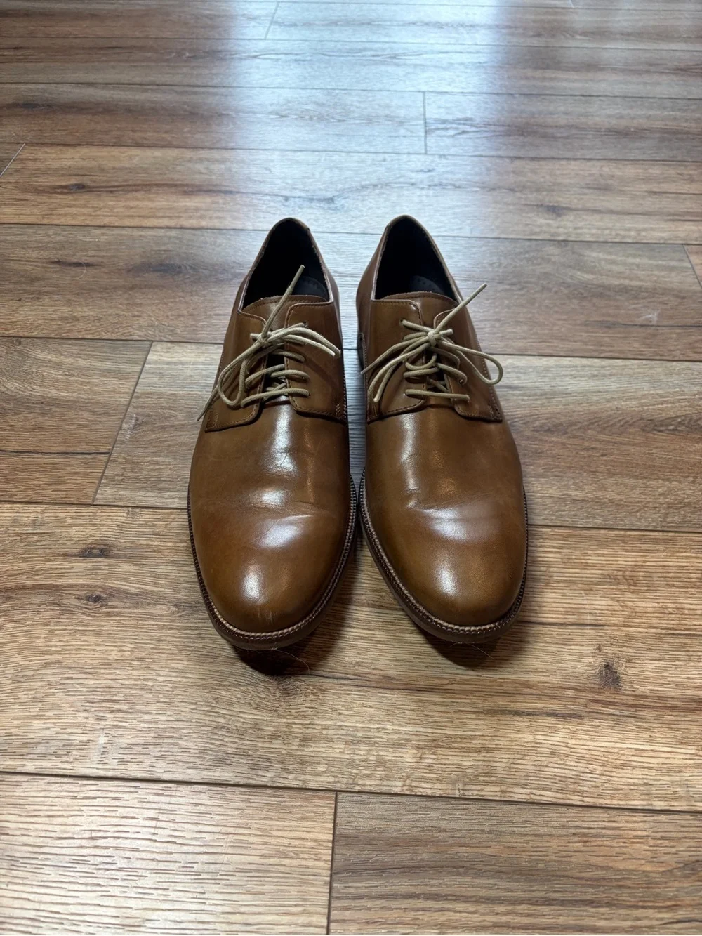 Cole Haan Men's Williams Plain Toe British Tan Leather Oxford Dress Shoes